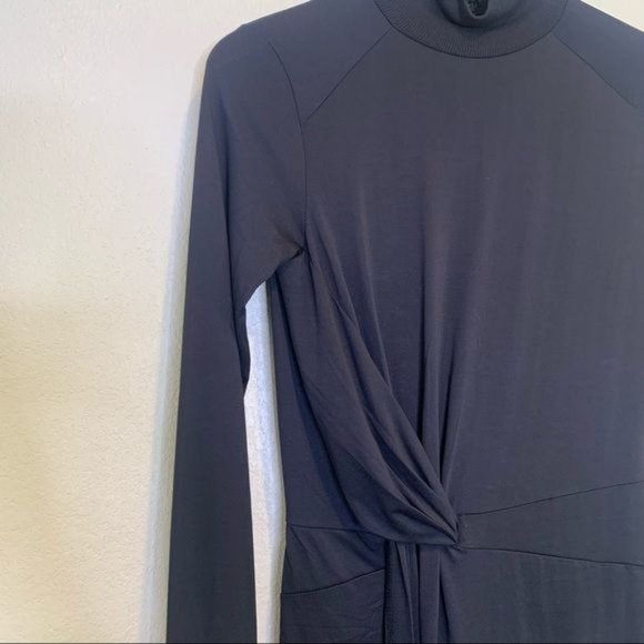 NWT rag & bone Black Draped Shaw Long Sleeve Turtleneck Midi Dress XS - Picture 6 of 11